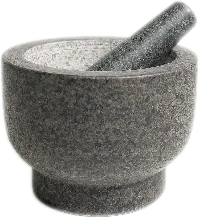 Cilio by Frieling Goliath Natural Granite Mortar and Pestle Set, Grinder for Spices and Seeds, 5 Inches Tall - Mortar Pestle Seed Grinder - Italian Mortar and Pestle