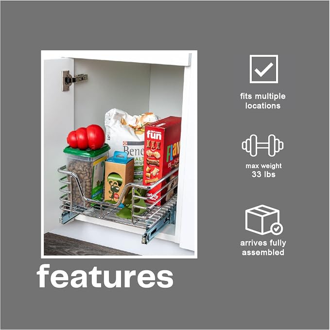 Household Essentials Chrome-Plated Steel Under-Cabinet Pull-Out Organizer