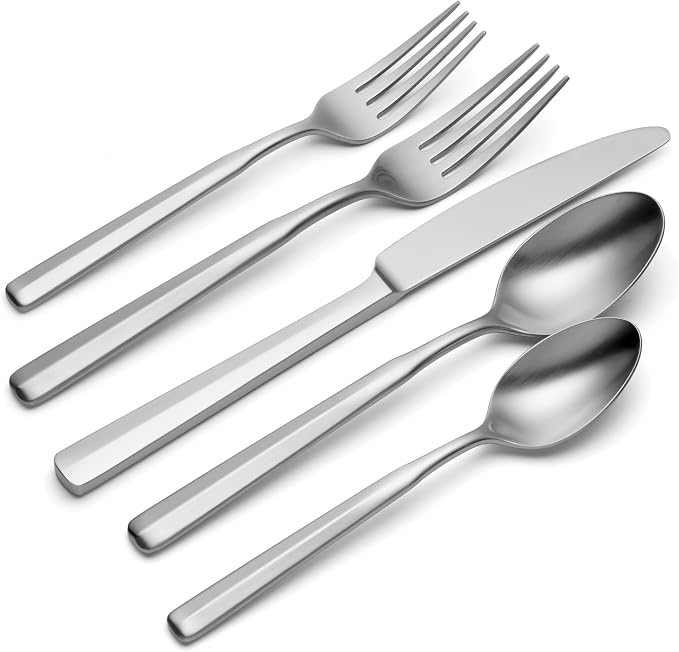 Oneida Ryder Satin 20-Piece 18/0 Silverware Set for 4, Flatware | satin finish, dishwasher safe | includes knives, forks, and spoons | heavy duty, cutlery set for kitchen and dining, utensils
