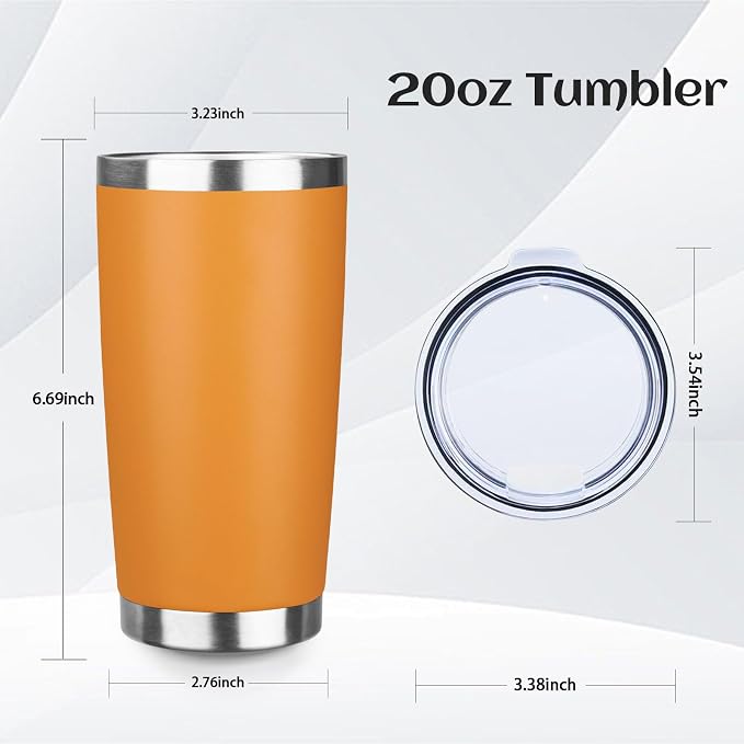 StarSpeed 6 Pack 20oz Stainless Steel Travel Coffee Tumbler,Orange | Travel Coffee Mug Bulk,Spill-proof Lid,Double Wall,BPA-free Travel Cups,Insulated Cup Fits Car Cupholders