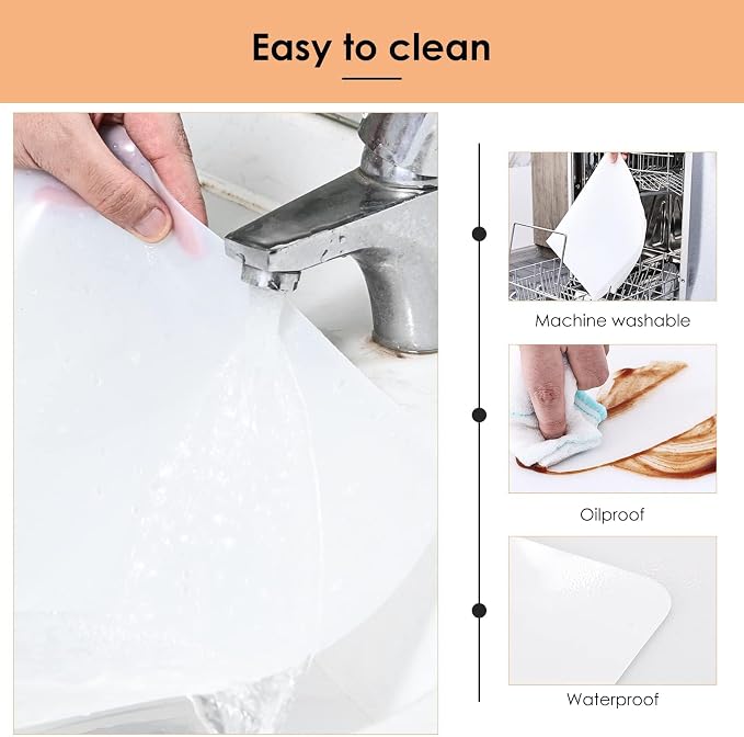 Extra Large Silicone Mat for Kitchen Worktop Protector, Thickened Nonstick Heat Resistant Countertop Mat, Nonskid Placemat, Craft Mat, Table Mat (Transparent, 15.7"x23.6")