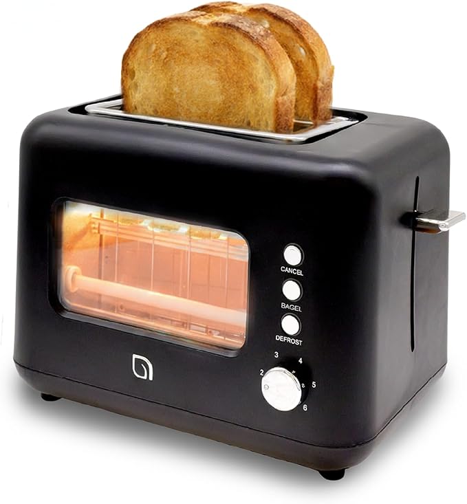 WILLOW Eco Series 2 Slice Toaster with Clear-View Window, 6 Shade Settings, 900W Retro Toaster with Extra Wide Slots + Bagel, Cancel, & Defrost Buttons, 2 Slice Toasters w Crumb Tray for Easy Cleanup