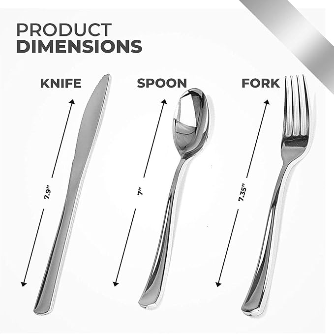 1280 Pack Silver Plastic Cutlery Disposable Silverware - 640 Forks, 320 Knives, 320 Spoons - For Catering, Parties, Dinners, Weddings, and Everyday Use, Stock Your Home