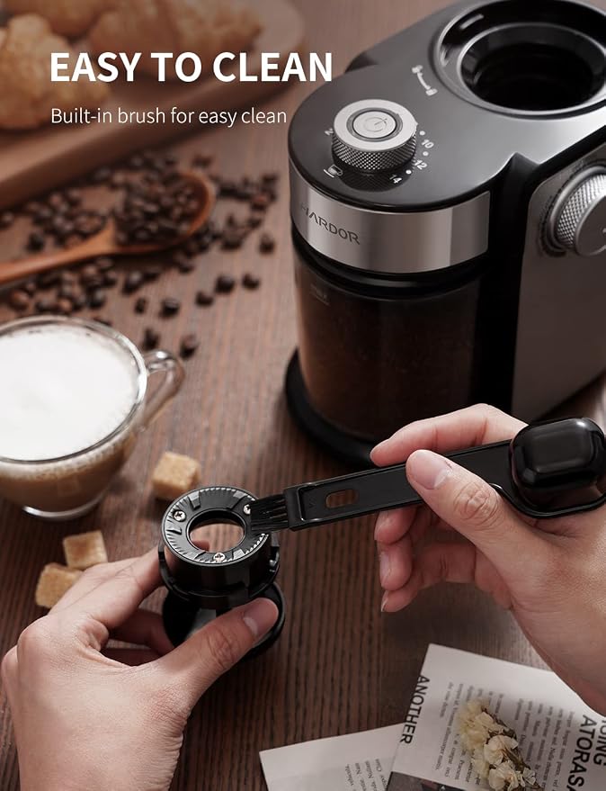 SHARDOR Electric Burr Coffee Grinder, One-Touch Automatic Coffee Bean Grinder for Espresso & French Press, Large 14-Cup Flat Burr Grinder for Home Use