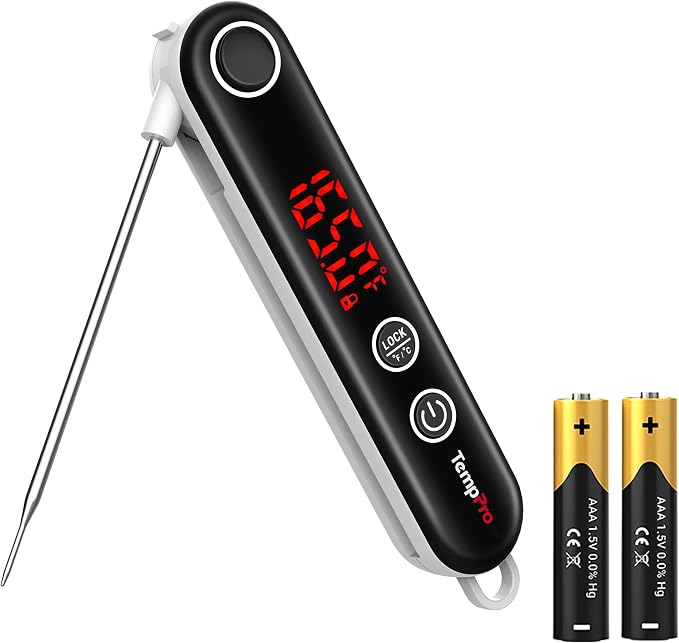 TempPro TempSwift 0.5 Sec Instant Read Meat Thermometer Digital | Cooking Thermometer with Backlit Display, Pop-Up Meat Probe, Food Thermometer for Grill BBQ Smoker Fry Candy, NSF Certified