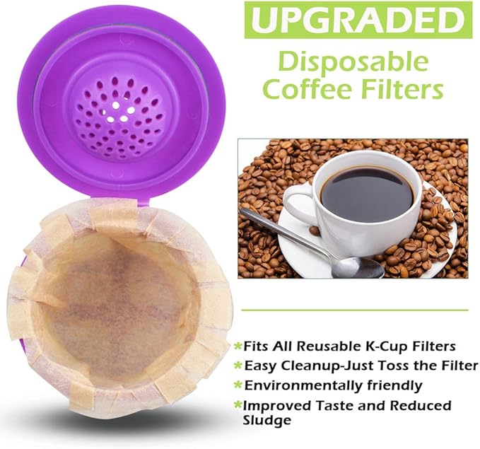 CAPMESSO Disposable Coffee Paper Filters Replacement Keurg Filter Compatible with Reusable Single Serve Pods Keurg Coffee Maker-300 Count (Natural)