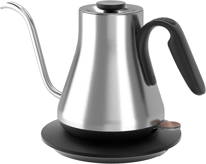 Cocinare Gooseneck Electric Kettle 0.8L, Fast Boil Pour Over Coffee, Tea | 1440W Fast Boil, 304 Stainless Steel Interior, Gooseneck Precision Spout, Auto Shut-Off & Boil-Dry Protection, Loos Silver