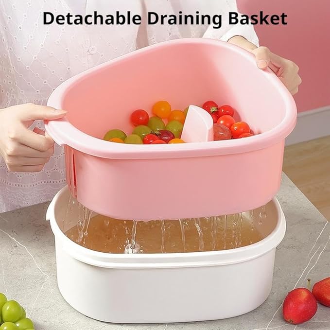 Fruit Cleaner Spinner,Manual Berry Washer Bowl and Spinner w/Brush(A) | Vegetable Washer Salad Cleaner with Crank Handle,Large Cleaning Bowl for Fruits, Vegetables and Salad, Produce Scrubber