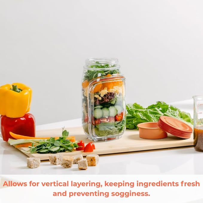 Prepara The Original Salad Pod, 4.5 Cups, Orange | BPA-Free, Ideal for Meal Prep & Salads, 4.5-Cup Pod with 2.5 oz Dressing Capsule