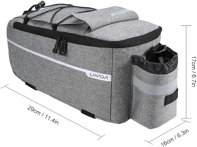 Lixada Bike Panniers Bike Trunk Bag Insulated Bag for Warm/Cool Items, Bicycle Rear Rack Storage Luggage Bicycle Seat Multifunctional Insulated Trunk Cooler Bag Shoulder Bag 11.4 6.3 6.7in