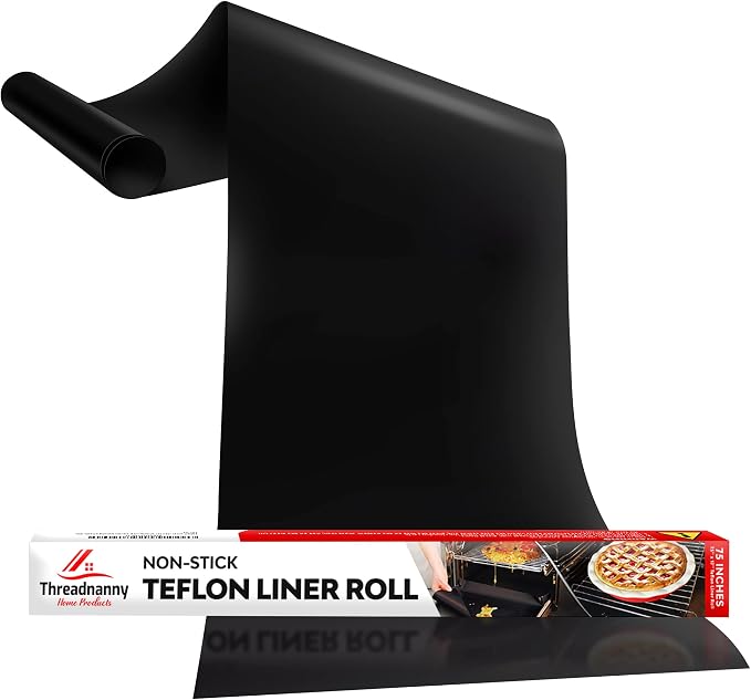Teflon Liner Roll for Ovens, Stovetops & Grills, 75x17- Cut to Size & Shape | Versatile Non-Stick Teflon Mat, Use As Oven Liner, Grill Mat, Stovetop Cover, Baking Sheet & More