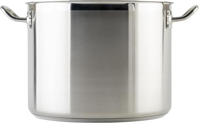 Winware Stainless Steel 24 Quart Stock Pot with Cover,Silver | Dishwasher safe, Heating, Riveted handles for grip, Wide base for soups, Great for Stocks, Soups, Pasta and Batch Cooking