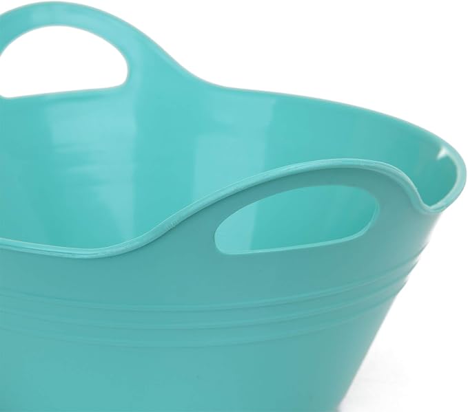 Mintra Home Plastic Bowls with Handles (4.5L Large 2pk, Teal)