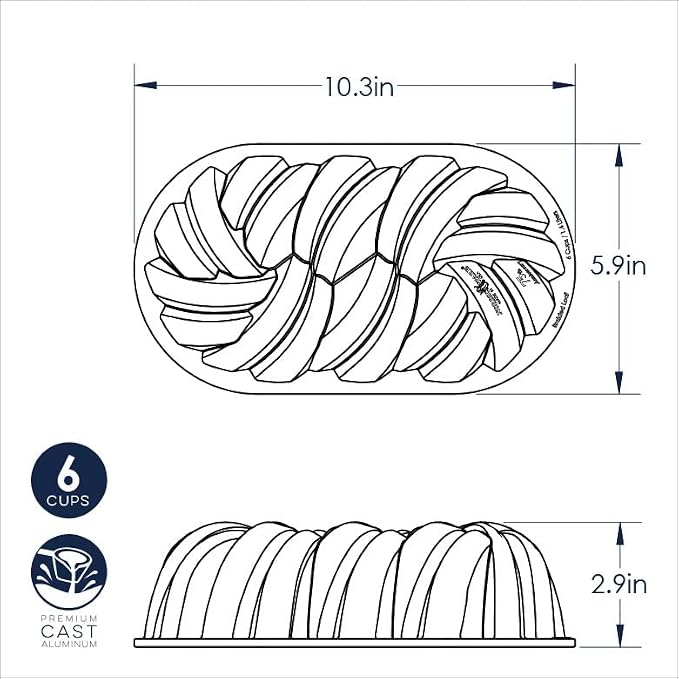 Nordic Ware Braided Loaf, 6 Cup, Gold (Pack of 3)