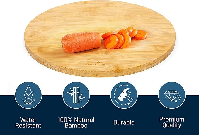 Natural Bamboo Round Cutting Board for Kitchen Pack of 4 | Chopping Boards for Meat & Vegetables, Cheese and Charcuterie Board, Serving Tray, 11.8" Round 0.6