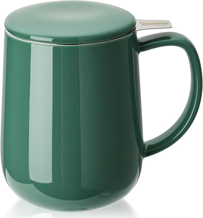 Sweese 20 OZ Porcelain Tea Mug with Infuser and Lid, Sage Green Tea Cup, Gifts for Tea Lover - Sage Green