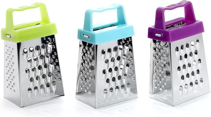 3Pcs Mini Cheese Grater, Professional Box Grater, Stainless Steel with 4 Sides, Small Box Graters for Kitchen Slicer Cheese/Ginger/Vegetable