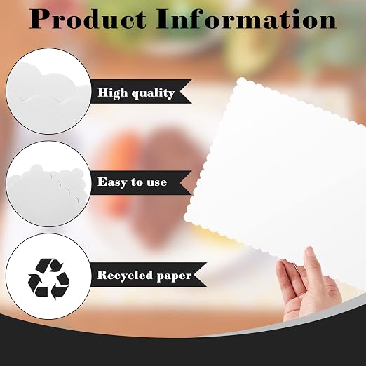 500 Pcs White White Disposable Paper Placemats Bulk Scalloped Edge 14.6 x 10.2 Inches Blank Paper Place Mats Bulk Party Blank Table Mat for Adults Holiday Dinning Table Decor