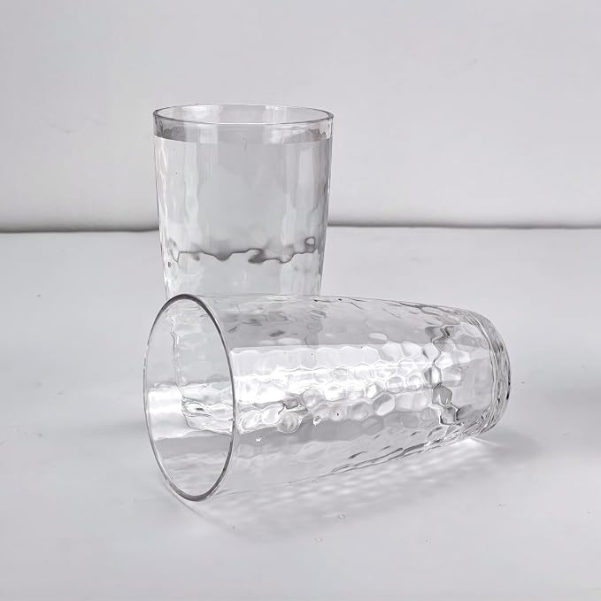 Yalin 20 Ounce Acrylic Drinking Glasses, Reusable Plastic Tumbler, Stackable, BPA-Free, Shatter Proof, Dishwasher Safe, Set of 6 Cups (Clear)