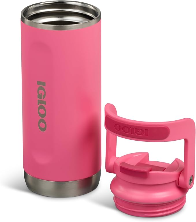 Igloo 16 oz Stainless Steel Tumbler | Flip 'n' Sip Bottle | Thrift Pink