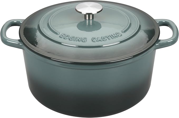EDGING CASTING Enameled Cast Iron Dutch Oven with Sourdough Bread Baking Kit, Bread Dutch Oven with Lid, Includes Proofing Basket & Baking Tools, 5qt, Slateblue