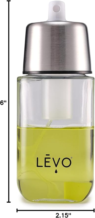 LEVO - Fine Oil Mister - Pressurized Oil Sprayer for Cooking, Air Fryer and Salad Making - Glass Sprayer - 6 fl oz