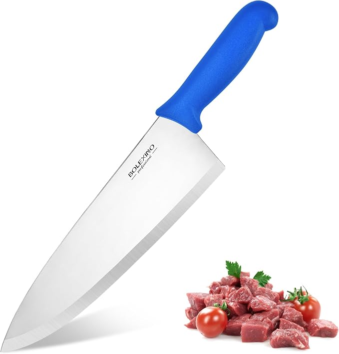 10" Professional Chef Knife, High Carbon Steel, Ergonomic (Blue) | 10" High Carbon Stainless Steel,Versatile wide-blade chef knife,Non-Slip Ergonomic Handle,Durable, Stain-Resistant & Sharp.