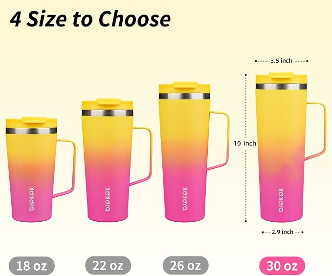 BJPKPK 30oz Insulated Tumbler with Handle, Lid & Straw, Stainless Steel | Double Wall Vacuum Insulated Coffee Travel Mug - Keeps Cold & Hot, BPA Free, Cupholder Fit for Office, Gym & Travel