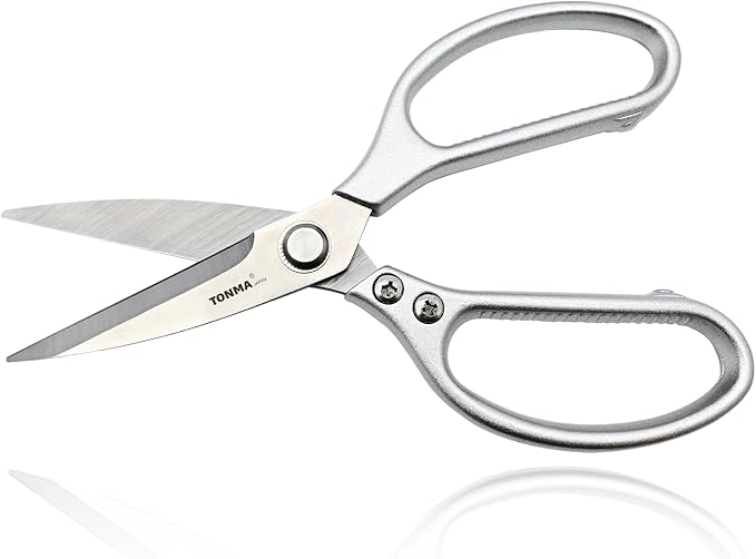 TONMA Kitchen Scissors for Food [Made in Japan] All-Purpose Kitchen Shears | 100% Japanese High Carbon Steel, Ultra-Sharp 4.0 mm Thickened Blades, Effortless Cutting, Ergonomic Ambidextrous