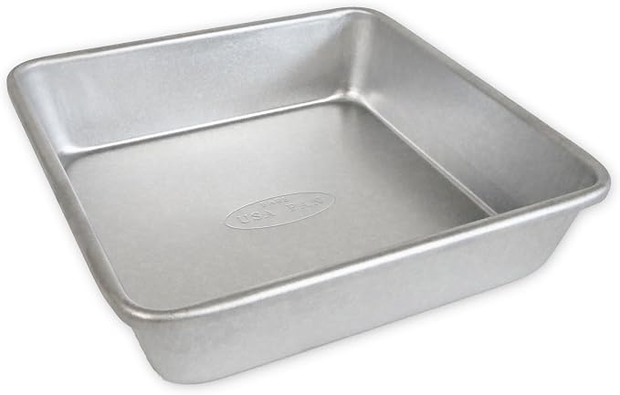 USA Pan Bare Bakeware Traditional Aluminized Steel Uncoated Square Cake Pan, Made without nonstick coating, 8 x 8-Inch