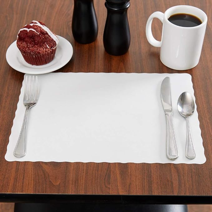 Off-White Colored Paper Placemat with Scalloped Edge - 1000/Case Size: 10" x 14" by Guffman