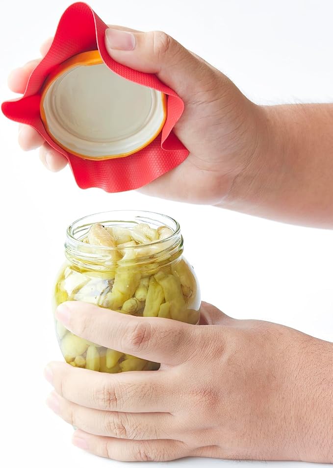 Jar & Bottle Opener with Gripper Pad for Weak Hands, Seniors with Arthritis | Multifunction Lid Opener & Kitchen Gadgets, Adjustable, Non-slip, Effortlessly Open Jar Lids Bottle Caps and Pull-tab Cans