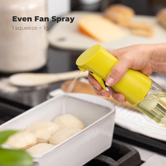 Zuutii Oil Sprayer for Cooking, 170ml Olive Oil Sprayer Mister, Olive Oil Spray Bottle for Salad, BBQ, Continuous Spray with Portion Control, Kitchen Baking, Roasting,Hairstyling,Lemon Yellow