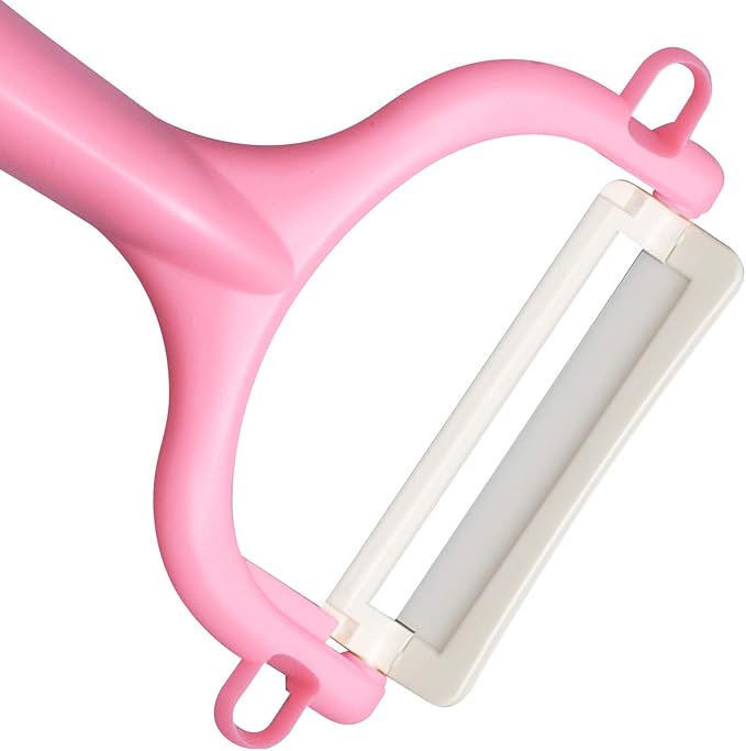 Kyocera Advanced Ceramic Horizontal Y Peeler, Pink | KYOCERA Ceramic Y-Peeler: Ultra-Sharp, Non-Corrosive Blade for Effortless Peeling – Ergonomic & Dishwasher Safe