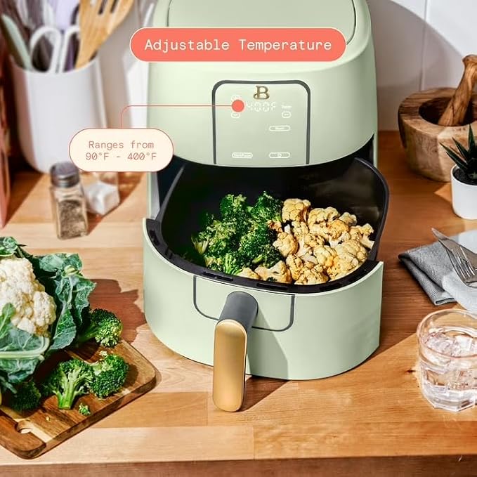 B 6 Quart Digital Air Fryer TurboCrisp Technology, Large Touchscreen Controls, Ceramic Roast Reheat Dehydrate Nonstick, Family Size for 5-7 People (Sage Green)