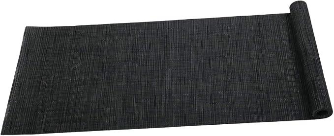 SHACOS Woven Vinyl Table Runner 12x54 inch Indoor Outdoor Table Mats Wipe Clean Plastic Runners for Dining Table Coffee Table Cabinet, Black
