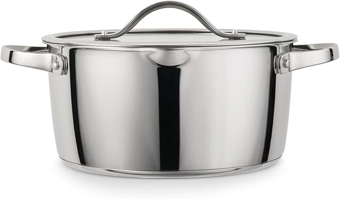 Tramontina Tempo Tri-Ply Base Stainless Steel 5-Qt Dutch Oven Pot with Lid | Induction-Ready, Oven-Safe, Dishwasher-Safe