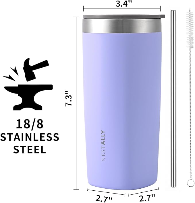 NESTALLY Crafted 20oz Insulated Coffee Tumbler with Lid,Lavender | Stainless Steel Double Wall Vacuum, BPA Free,Travel Coffee Mug Keeping Drink Cold & Hot,Gifts for Women Men Her Him