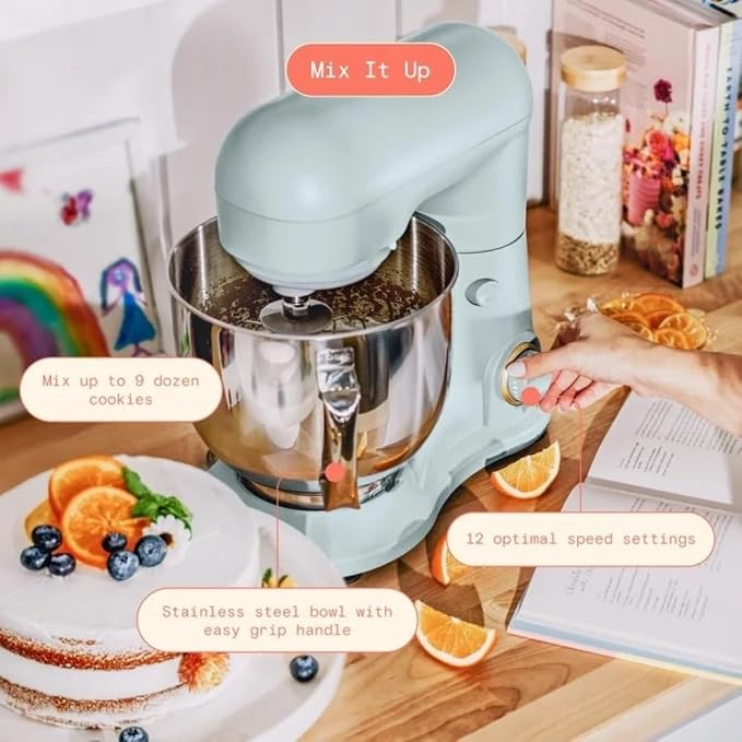 Wonderful Kitchen Stand Mixer 5.3 Qt Bowl, 12 Speeds Tilt-Head, Dough Hook Flat Beater Whisk for Baking Tasks Metal Build for Baking (Hydrangea)