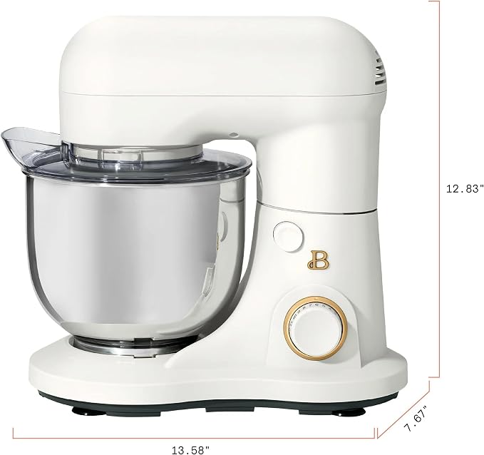 3.5 Qt Stand Mixer, 300W Powerful Motor, Tilt-Head Design with Stainless Steel Bowl, 12 Speeds, Includes Dough Hook Whisk Beater for Baking Mixing