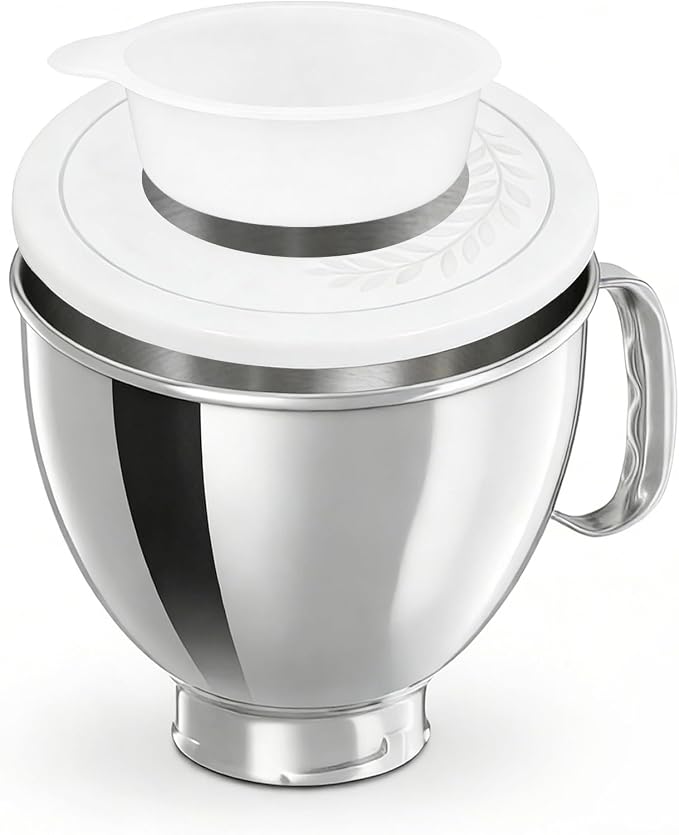 5QT Stainless Bowl with Lid Compatible with KitchenAid Tilt-Head Mixers | 304 Stainless replacement Bowl with Splash-Proof Lid. Ldeal for Dough Proofing, Baking Preps, and Seamless KitchenAid fit