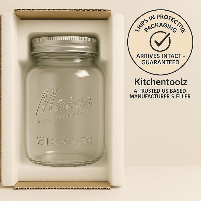 Large Mason Jars with Lids – 64 oz Mason Jars Wide Mouth, 1/2 Gallon Glass Jar with Lid for Pantry Storage, Canning, Flour, Dry Goods – 2 Pack