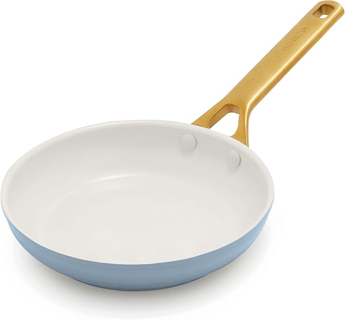 GreenPan Nonstick Reserve Pro 8" Frying Pan, NSF Certified Ceramic, Hard Anodized PFAS-Free Skillet, Stainless Steel Handles, Oven & Dishwasher Safe, Glacier Blue