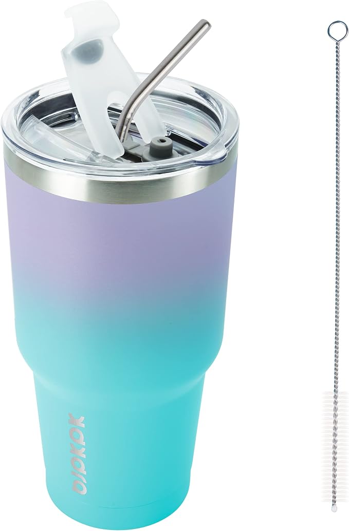 BJPKPK 30 oz Tumbler with Lid and Straw, Insulated Stainless Steel Cup | Double Wall Vacuum, BPA Free, Leak Proof, Keeps Hot/Cold, Travel & Beach Ready, Car Holder Fit, Lavender Green