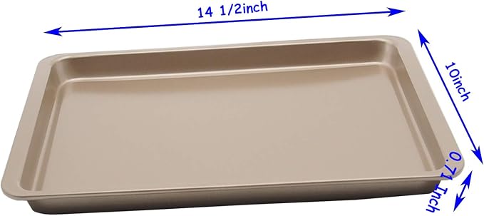 2PCS Cookie Sheet 10x14.5 Inch (Inner 9x13) Baking Sheet Nonstick Heavy Carbon Steel Baking Pans Bakeware | Heavy Carbon Steel, Inner size 9x13", Food Tray, 1/4 Toaster Oven Baking Pans, Easy Clean, Reheat Food