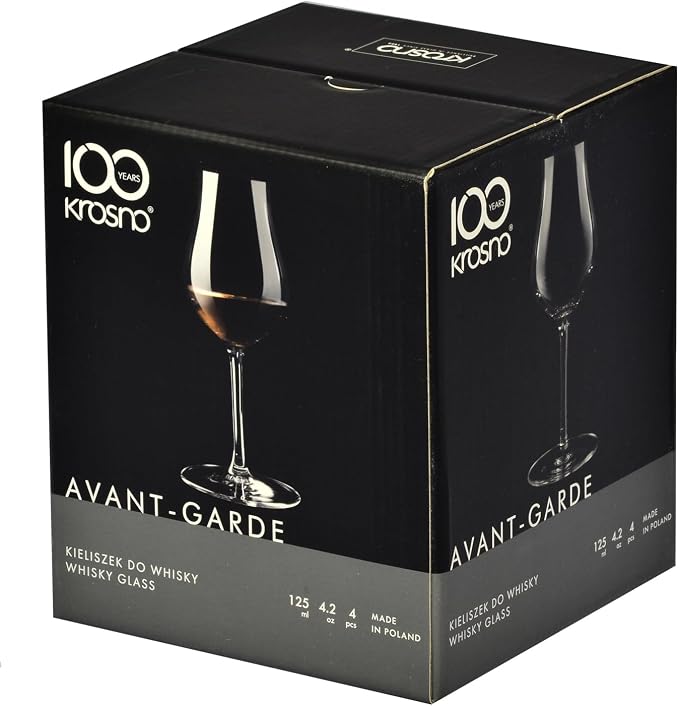 KROSNO Cognac Glasses Set of 4, 3.7 oz, Avant-Garde Collection | Drinking Tumblers, Lead-Free Crystal for Bourbon, Scotch, Cocktails ,Whiskey, Rum, Gift Set, Dishwasher Safe