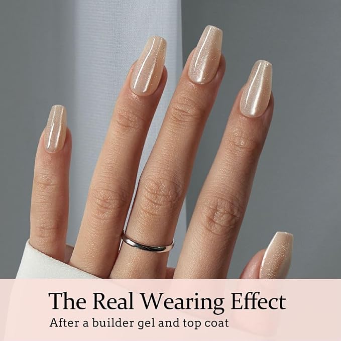 BTArtboxnails XCOATTIPS Cat Eye Press On Nails, Short Coffin, Aurora | Lamp-Curable 4-Week Wear, Salon Quality Value at Home, Natural Nail Look, Easy-to-Apply for Beginners, 1606ct Nail Tips Only
