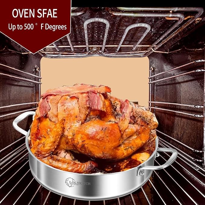 LOLYKITCH 3-Quart Small Deep Skillet with Lid | 10 Inch | 2-3 Servings | Hybrid Nonstick | Tri-Ply Stainless Steel | Frying Pan | Saute Pan | Oven & Induction Ready