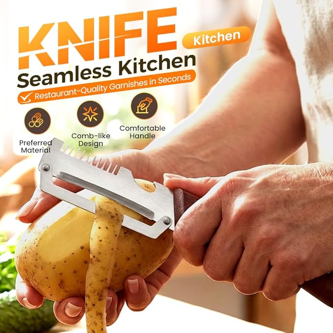 Multi-Functional Vegetable Peeler for Kitchen, 2026 New Stainless Steel Peeler with Wooden Handle and Bottle Opener, Kitchen Tool for Fruit Veggie Pumpkin, Gifts for Mom (Brown，2PCS)