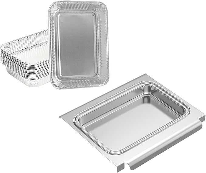 67047 Catch Pan with 15-Pack Aluminum Pan Liners for Weber Spirit/Genesis | 83156 6415 Grease Drip Tray Liners Parts for Weber Spirit I&II 200/300, for Weber Genesis I&II LX 200/300, Weber Traveler